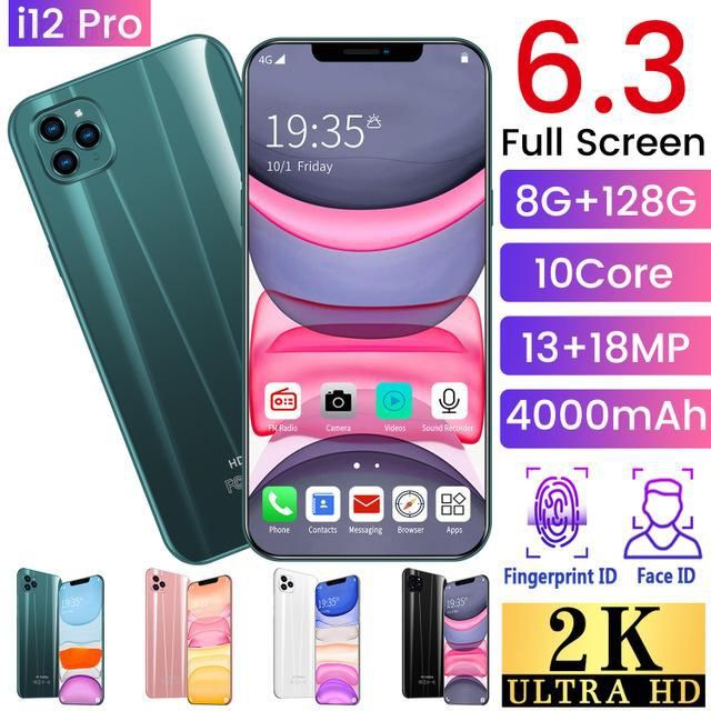 i12 Pro Smartphone Android 9.1 Screen Besar 6.3" RAM 8GB