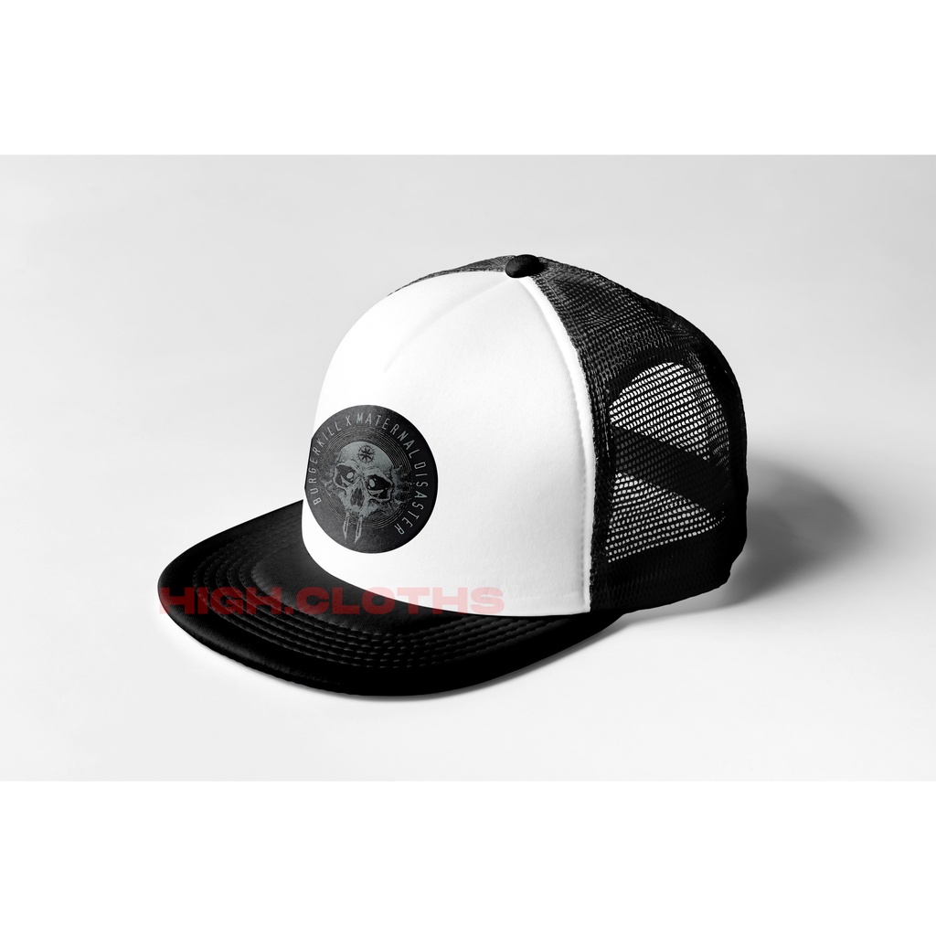 Topi Snapback Jaring Distro / Topi Logo Maternal X Burgerkill / Topi Snapback Trucker