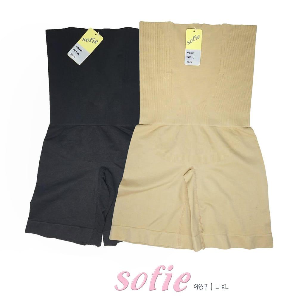 CELANA KORSET SLIMMING HIGH WAIST BOXER CELANA PELANGSING HITAM KREM M - L , XL - XXL SOFIE