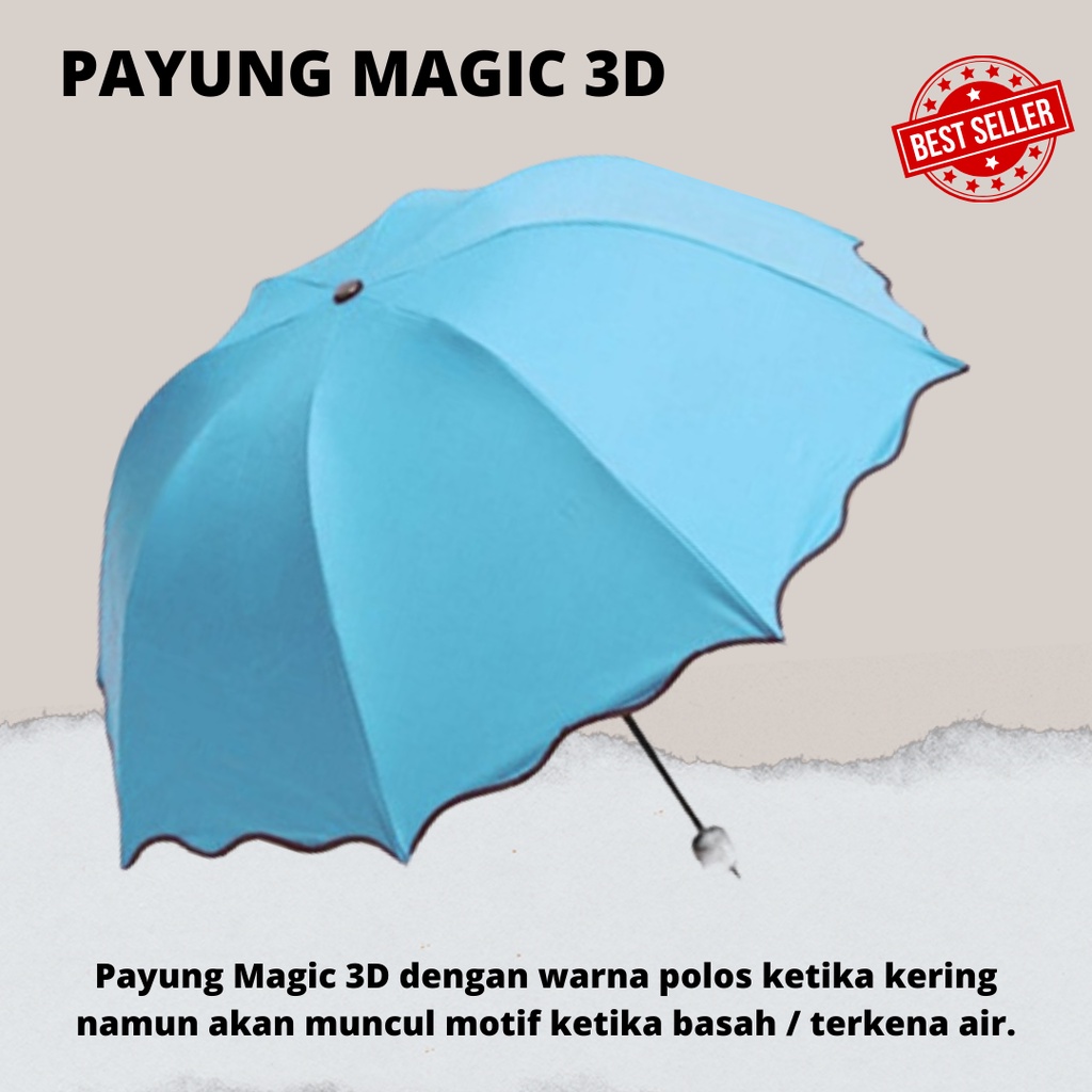 Payung Lipat 3D Anti Umbrella Unik [Free Sarung Payung] Muncul Motif Jika Basah