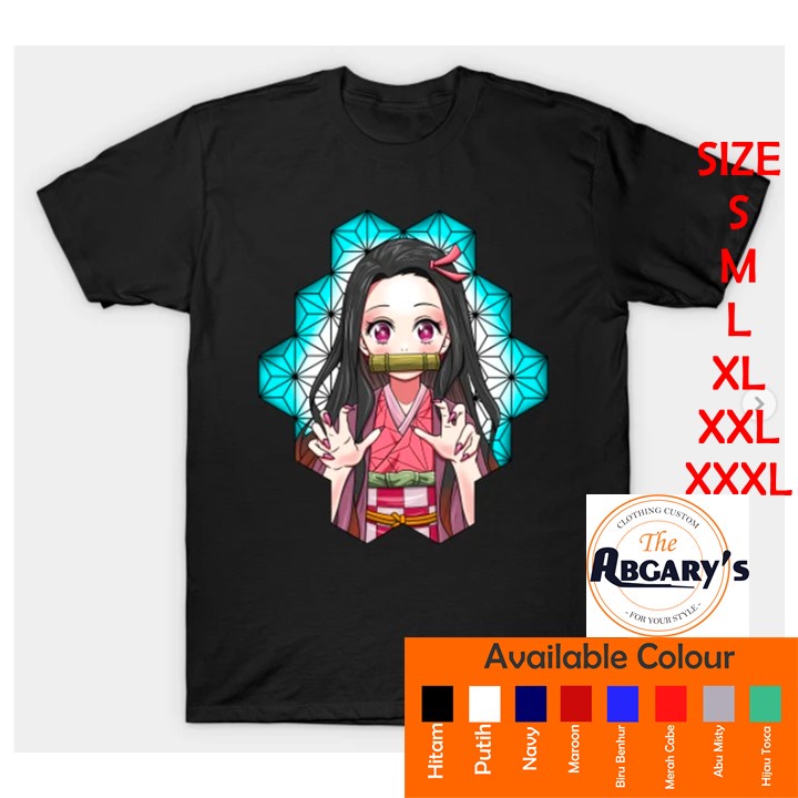 Kaos Cowok Keren Nezuko Kamado Demon Slayer Kimetsu No Yaiba T Shirt Pria Kekinian