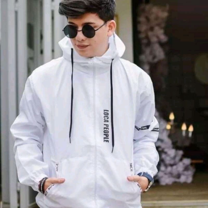 loca people jaket//jaket parasut pria dan wanita // ( double puring )-LOCA Putih