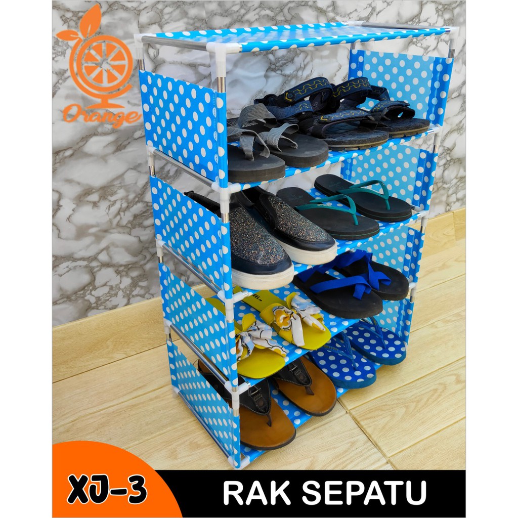 Rak Sepatu 4 Susun Serbaguna Bongkar Pasang Motif Polka