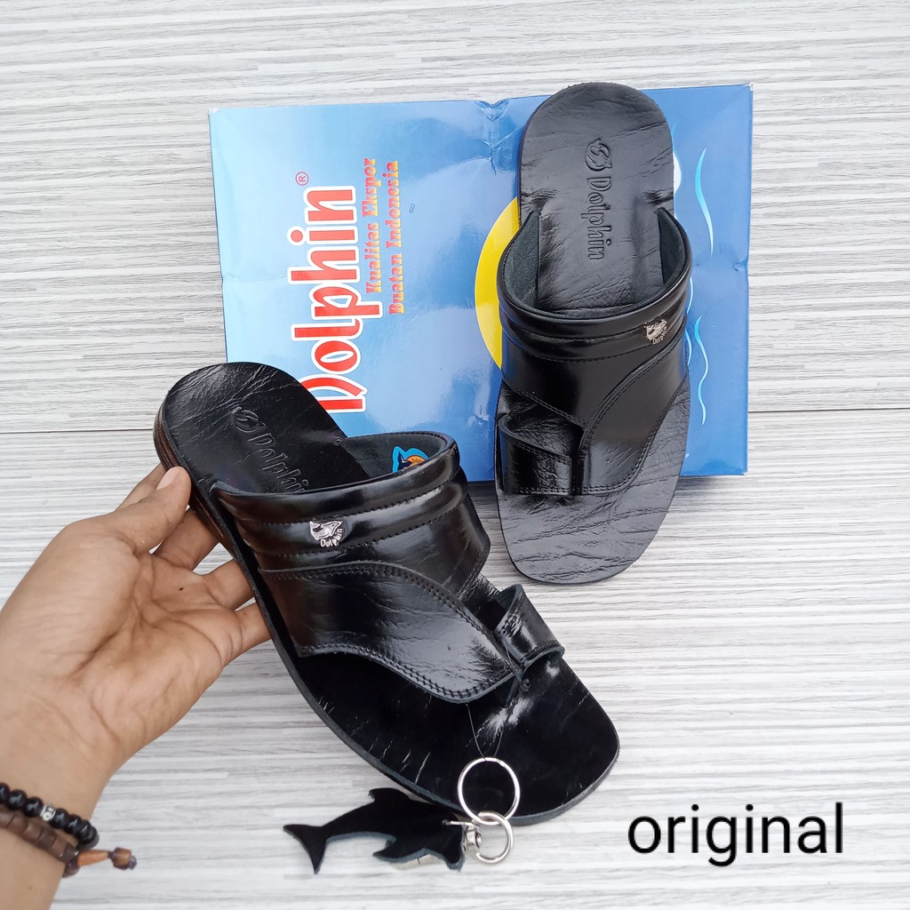 Dolphin D.10 sandal kulit asli pria original sandal pria casual sendal slide pria dolphin jepit jemp