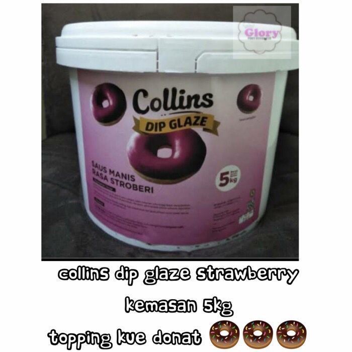 

collins dip glaze strawberry kemasan 5kg