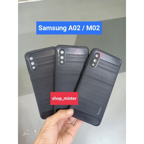 Case Softcase Black TPU Carbon Samsung A02/M02 || Soft Case Silikon Ipaky Carbon Samsung A02/M02