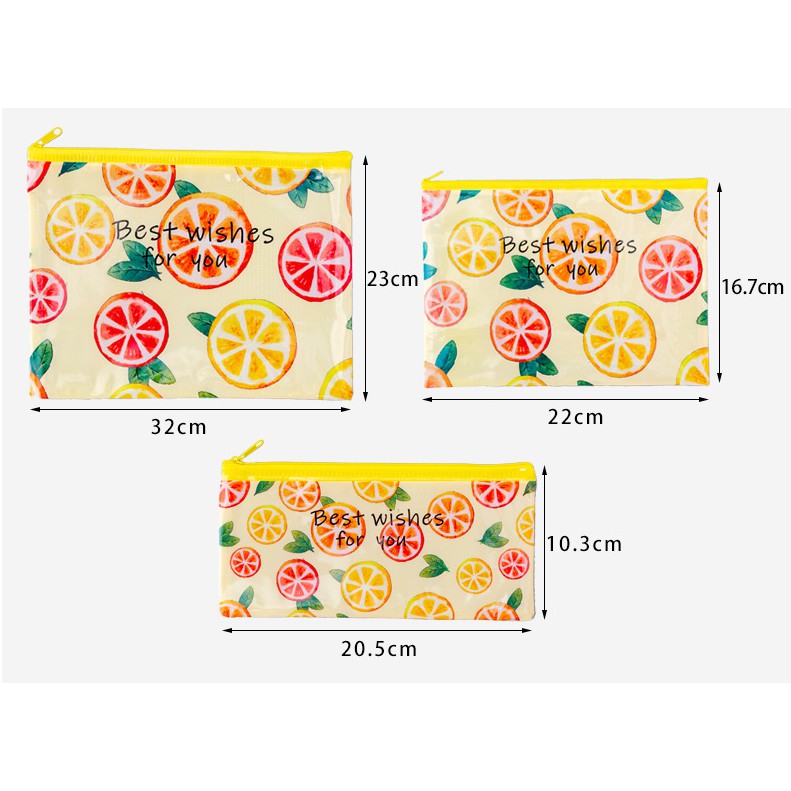 Wadah Serbaguna Zipper Bag Motif BUAH-BUAHAN / Tempat Penyimpanan Multifungsi Gambar FRUITS BUAH