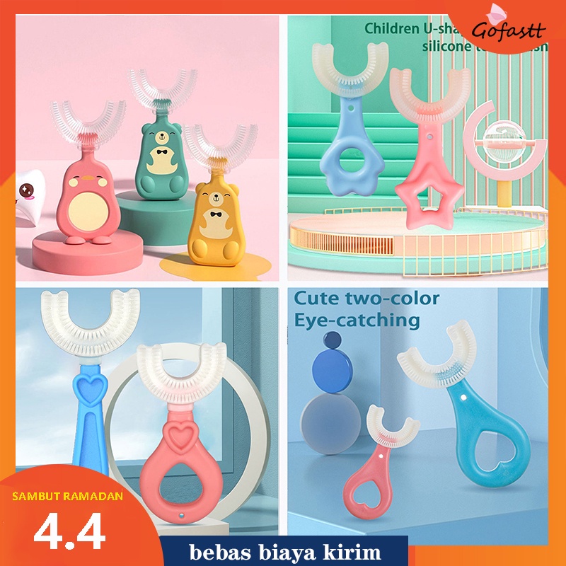 Harga COD Sikat Gigi Anak Bentuk U Shape Anak Utoothbrush Silikon
Lembut Anak 2-12 Tahun Training Toothbrush / Tooth Brush Baby Silicon
Type U 360°