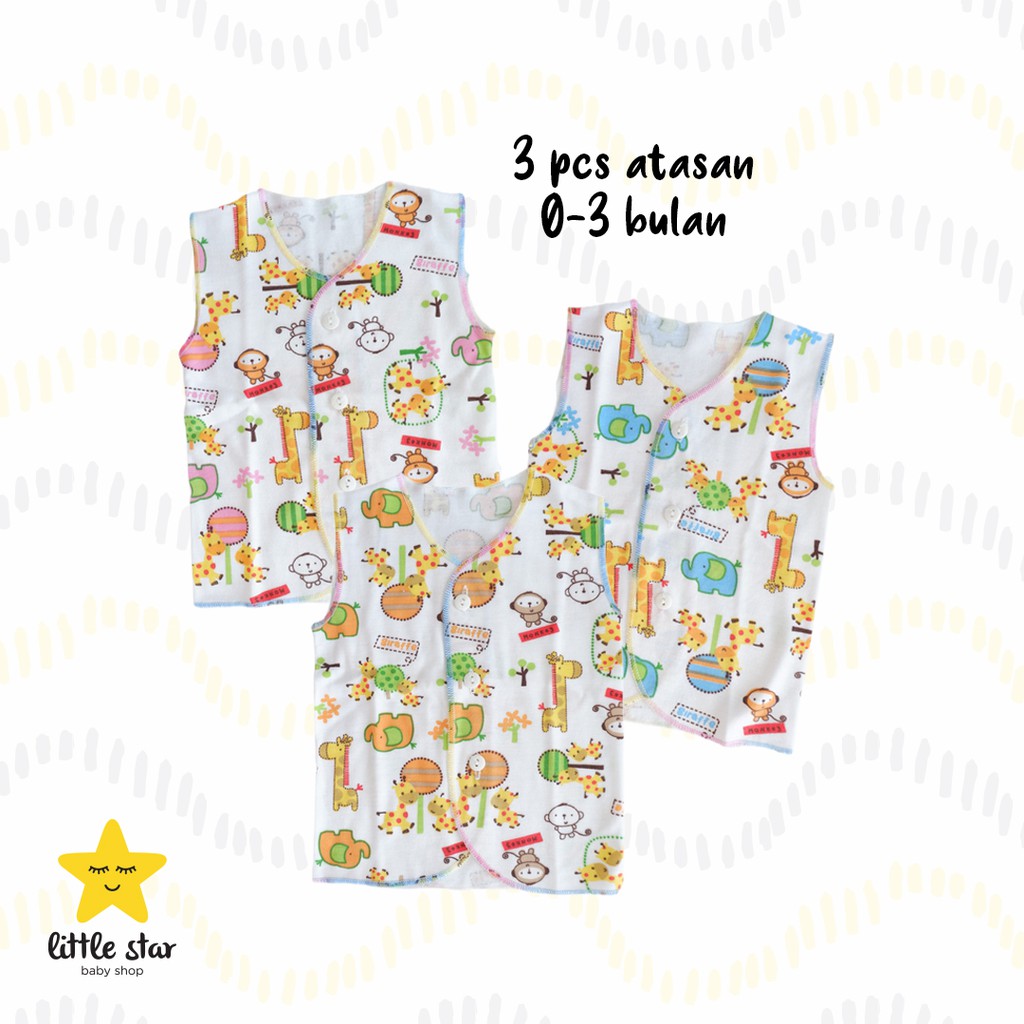 3 Pcs Y Lin Kaos Atasan Kancing Kutungan Tanpa Lengan Anak Bayi Cewek Cowok