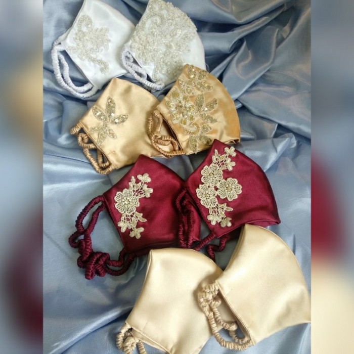 MASKER BROKAT PREMIUM/PAKET PERNIKAHAN/MASKER PENGANTIN/COUPLE/8PCS Diskon