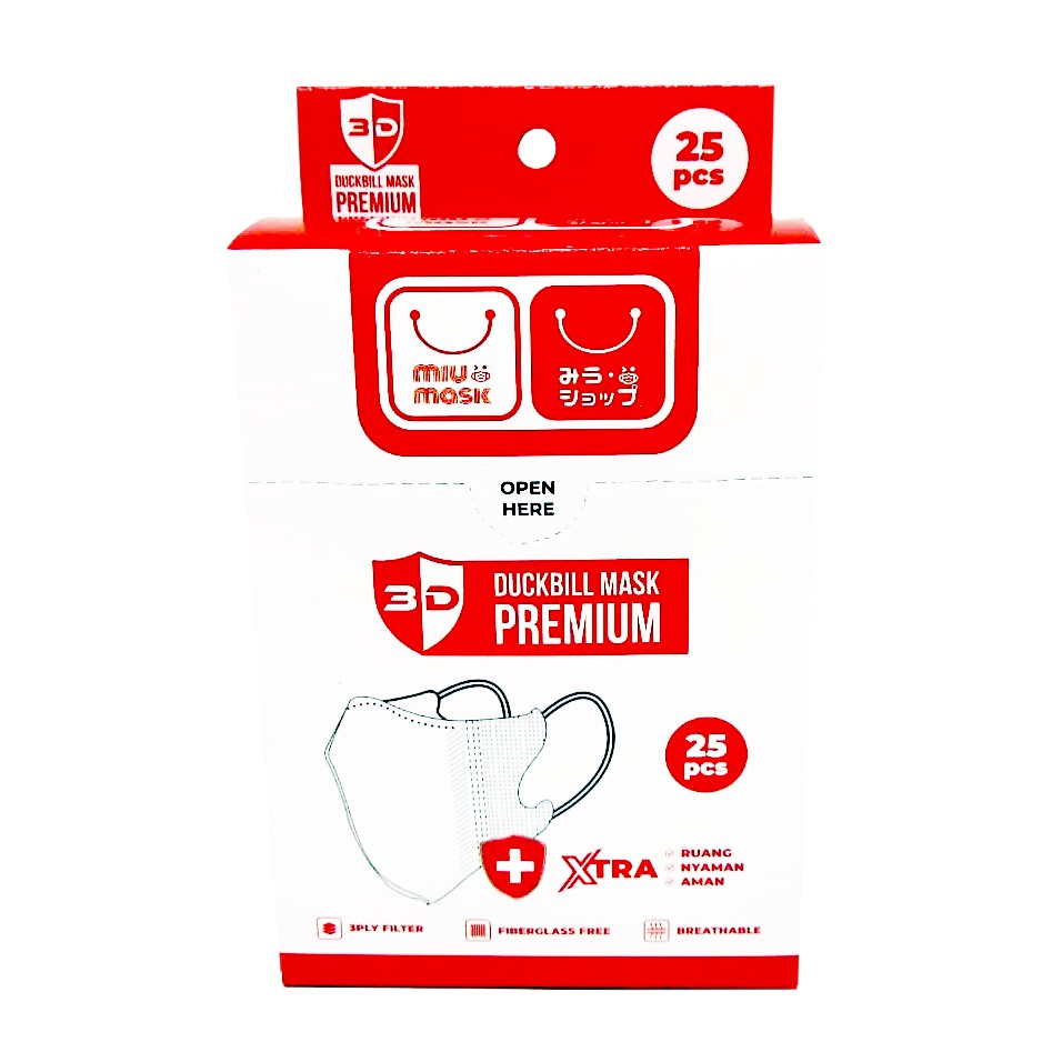 MIU MASK 3D DUCKBILL ADULT Masker MIU PREMIUM  MASK 3 Ply 25 Pcs