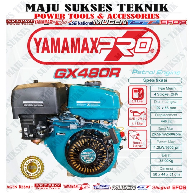 YAMAMAX PRO GX 480 R (22.0HP) Engine Bensin Penggerak Serbaguna Putaran Lambat / Petrol Engine GX 48