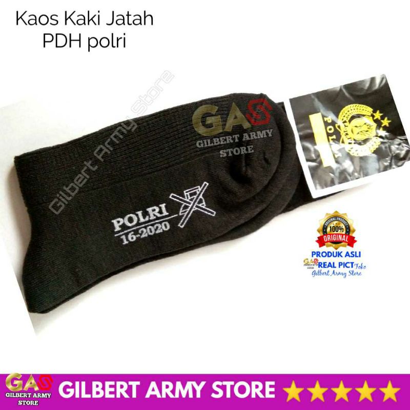 3 pcs Kaos Kaki Pdh Pdl Jatah Polri Polisi Asli Tebal Gilbert Army Store Hitam pendek panjang Terbaru