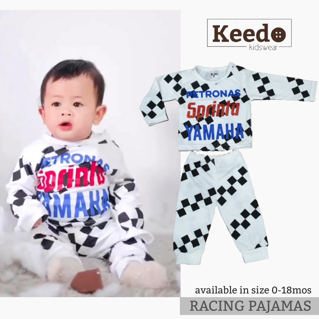 DIHO BAJU TIDUR PIYAMA BAYI PEMBALAP MOTOR PETRONAS SPRINTA YAMAHA ROSSI SETELAN LENGAN CELANA PANJA