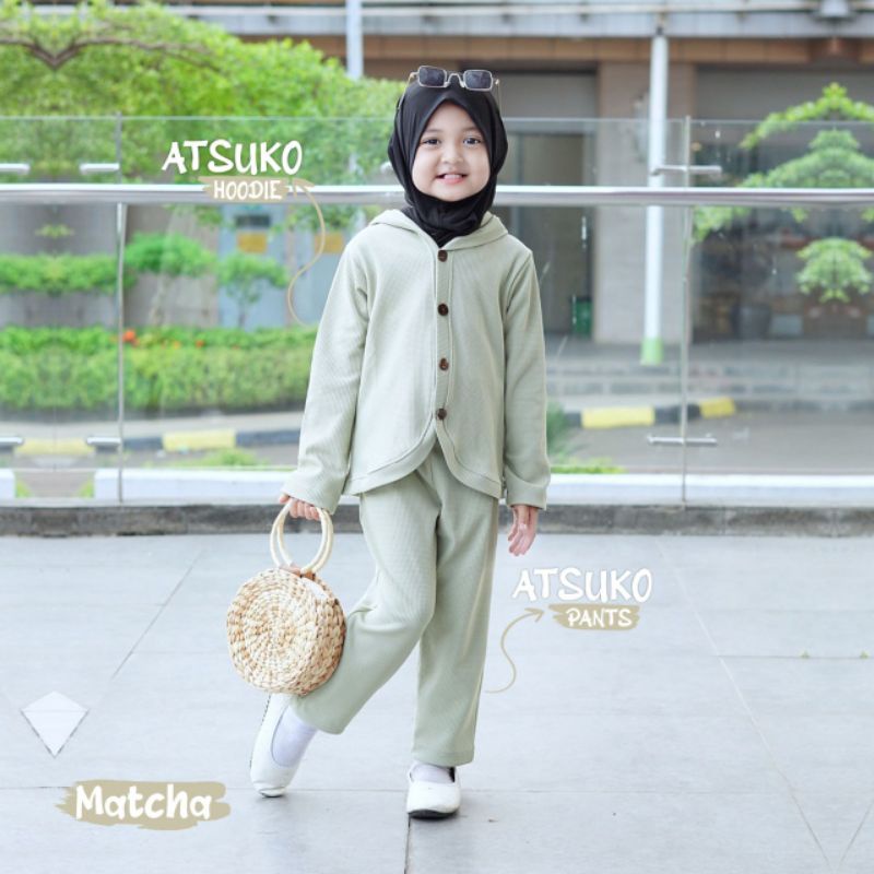 Nauree - Setelan Hoodie Atsuko Warna Terbaru Untuk Anak Perempuan Umur 1 2 3 4 5 6  Tahun Bahan Cotton Combad 30s Lembut Halus Premium Tebal Adem Nyaman Dipakai Menyerap Keringat Jogger Set Jahitan Rapih Model Lucu Untuk Jalan Jalan