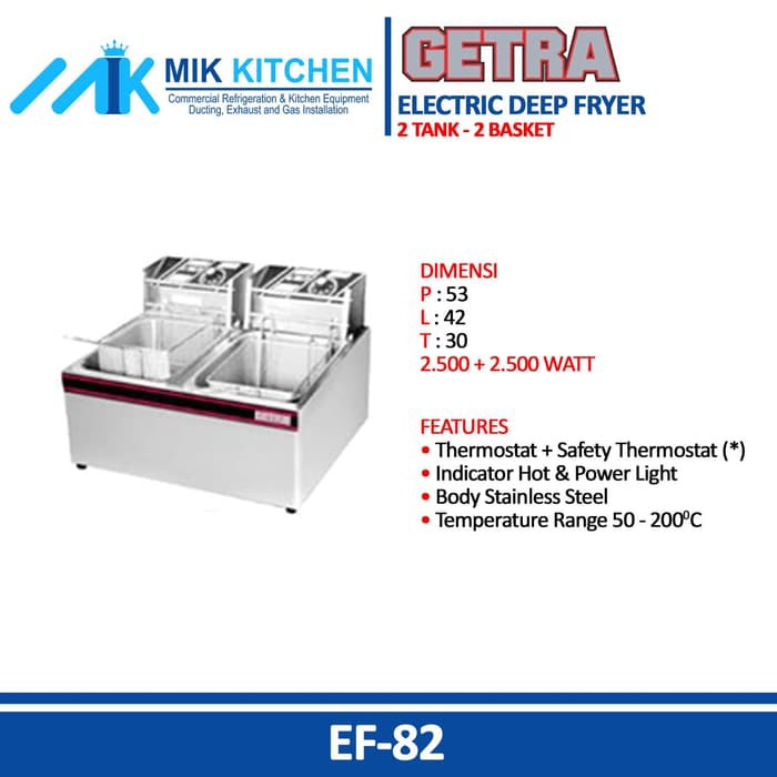 GETRA EF-82 ( Electric Deep Fryer ) - 2 Tank & 2 Basket