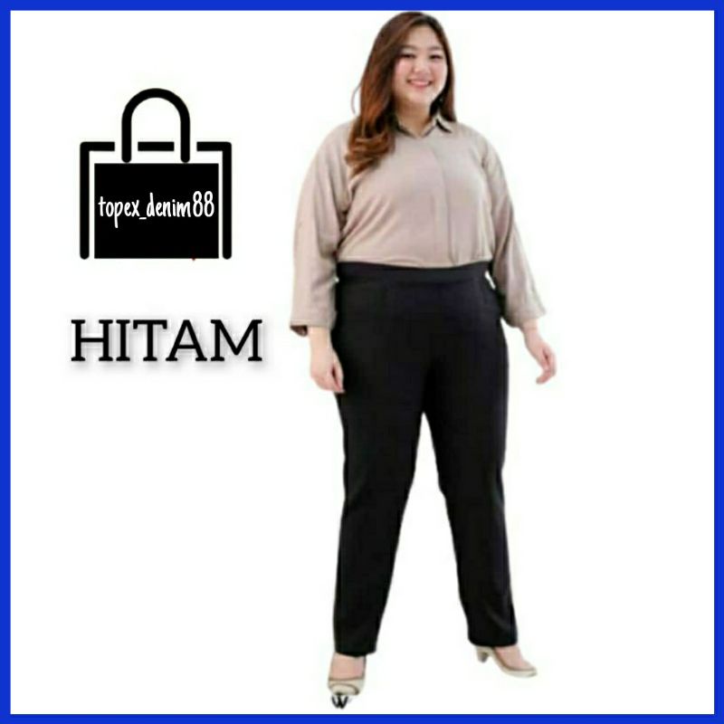 Celana Kerja Wanita Kantor Pinggang Karet Highwaist Jumbo Big Size