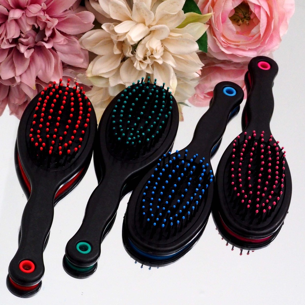 Sisir Cermin 2 Sisi Hitam Oval Blow Comb Style Warna Warni Sisir Rambut Sikat Bagus