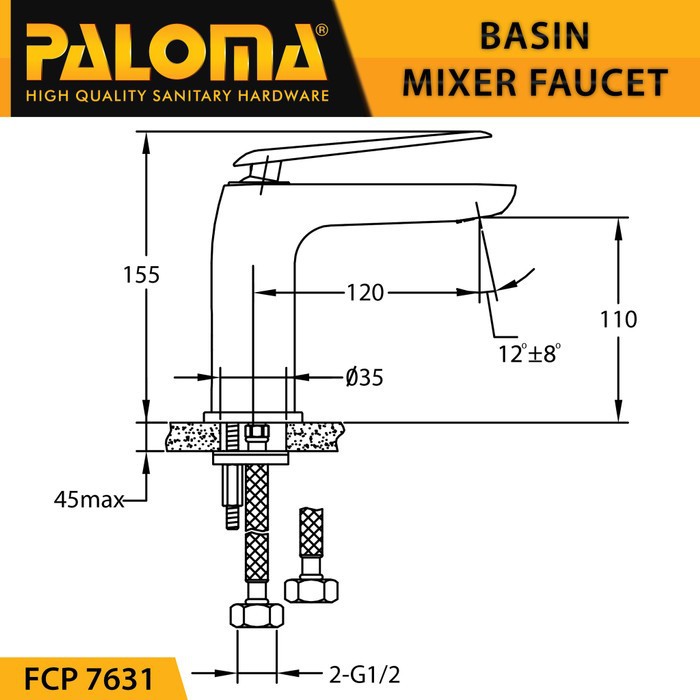 PALOMA FCP 7631 Keran Mixer Wastafel Panas Dingin Kran Air ROSE GOLD