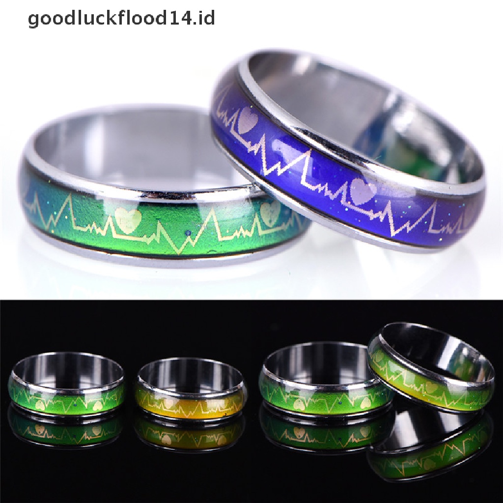 [OOID] Fashion Titanium Steel Mood Rings Temperature Emotion Feeling Engagement Rings ID