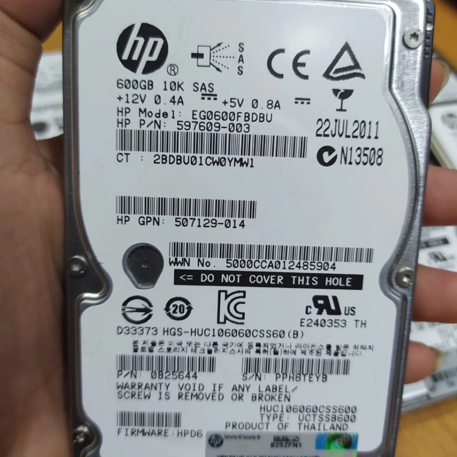 Hdd Hardisk HP 600GB SAS 10K-6Gbps(2.5inch) original 1000% HP ORIGINAL