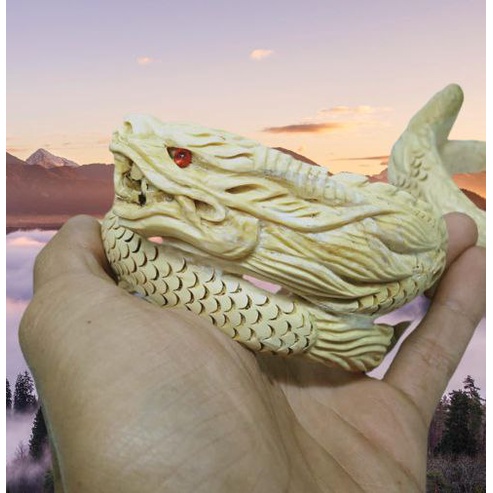 Gelang akar bahar putih ukir naga jumbo super