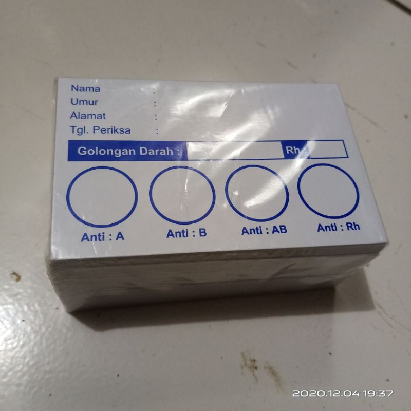 Kartu Golongan Darah isi 100 pcs -Kartu Goldar isi 100 lembar