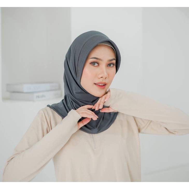 HIJAB SPORT /JILBAB SPORT BERKUALITAS HARGA TERJANGKAU / HIJAB INSTANT SPORT HIGH QUALITY | HIJAB INSTANT SPORT | HIJAB VOLLY HIGHG QUALITY-DARK GREY