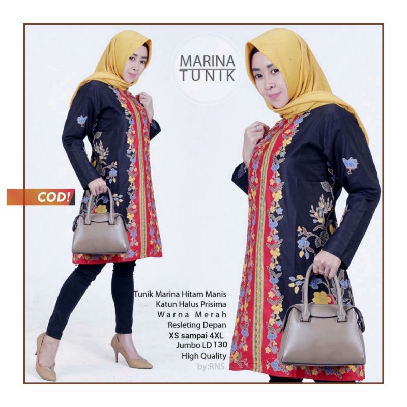 HITAM MANIS - Tunik Batik Jumbo Atasan Batik Wanita Modern Tunik Batik
