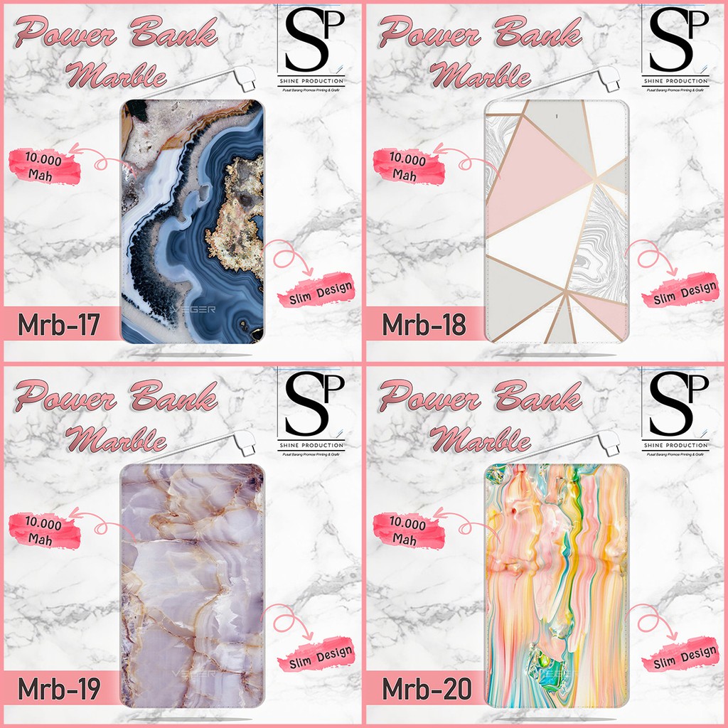 Powerbank 10.000mAh Motif Marble Merek Veger