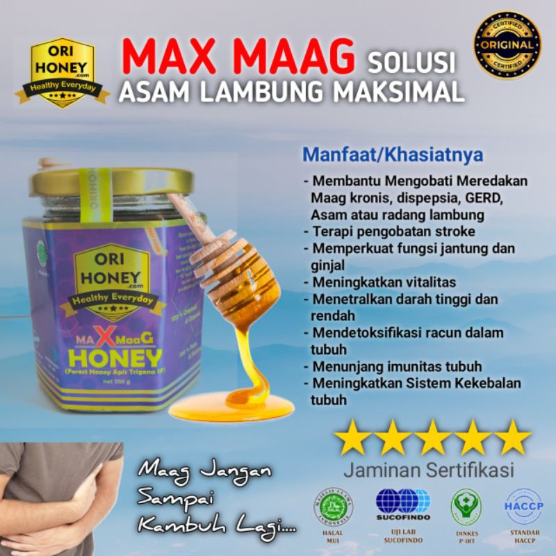 

MADU MAAG ASAM LAMBUNG GERD PERIH KEMBUNG ANXIETY PUSING & banyak Manfaat Madu (AHLINYA MAAG) - MAXMaaG 350Gram, BISA COD