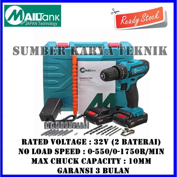 Mesin Bor Baterai Tembok Cordless Drill 32V SH190 MAILTANK