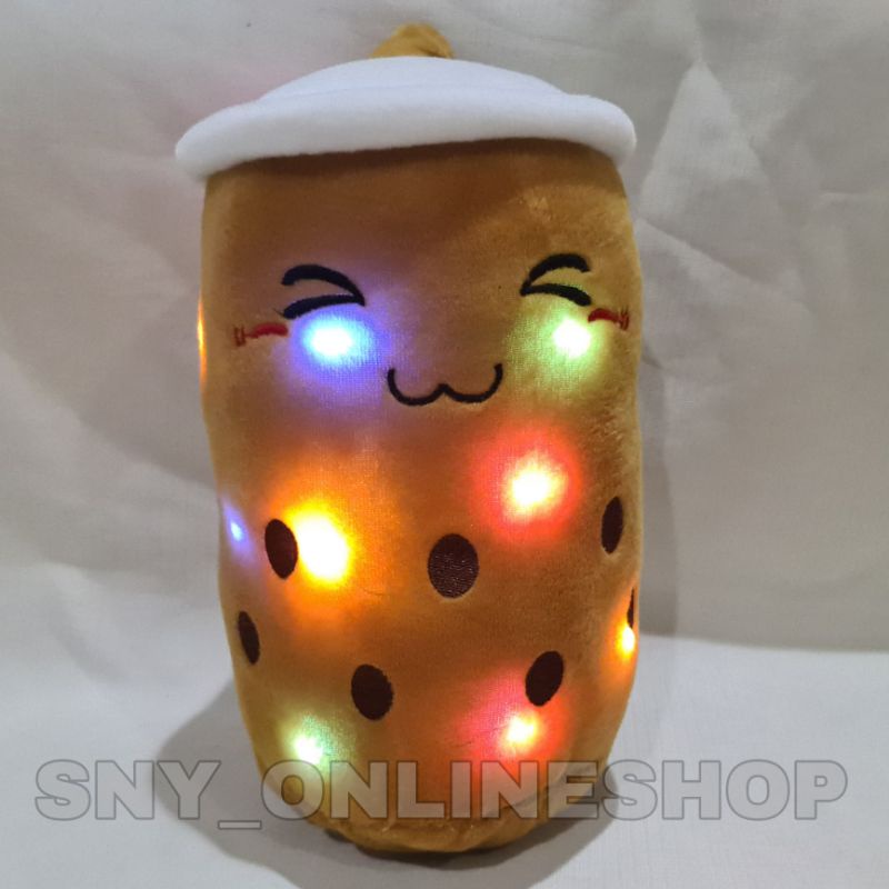 Boneka Boba / Minuman Boba / Bantal Boba Kuning LED 3 Mode 35cm L - 3