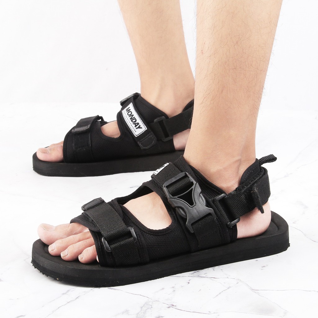 Secre Black | Sandal Gunung Original Kulit Santai Casual Pria Cowok Sendal Ori | FORIND x Monday