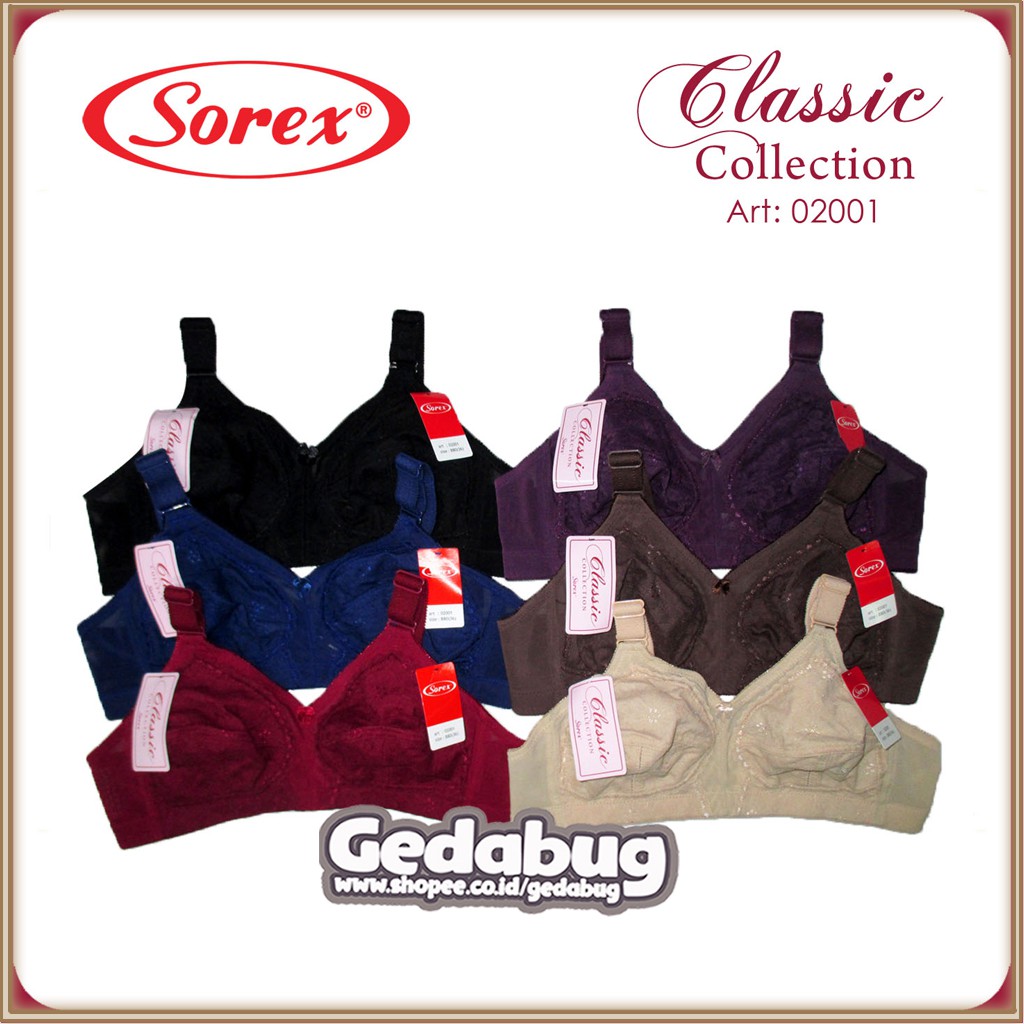 Bh Bra Sorex Renda 02001 CLASSIC Jumbo Besar BIG SIZE CUP Brukat Tanpa Kawat Daleman Wanita