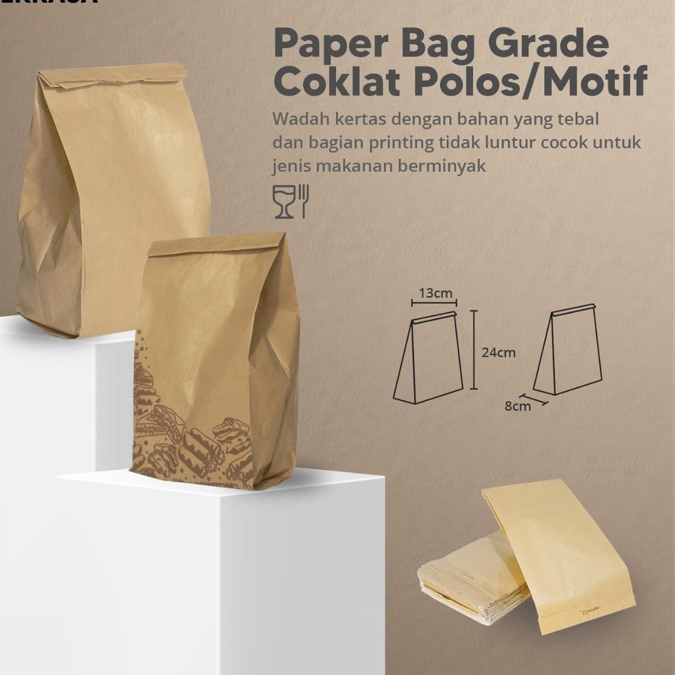 

❇VT (Isi 100) Paper Bag 13x8x24 Coklat Motif Polos / Kantong Kertas Coklat Motif Polos Murah Terlari