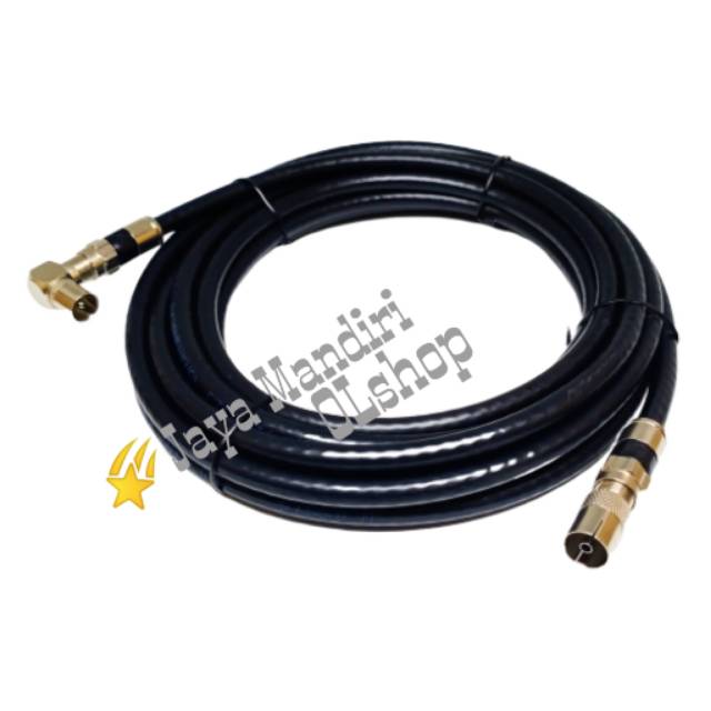 KABEL ANTENA LOOP OUT 5 METER/ KABEL ANTENA MALE TO FEMALE BLACK 5 Meter