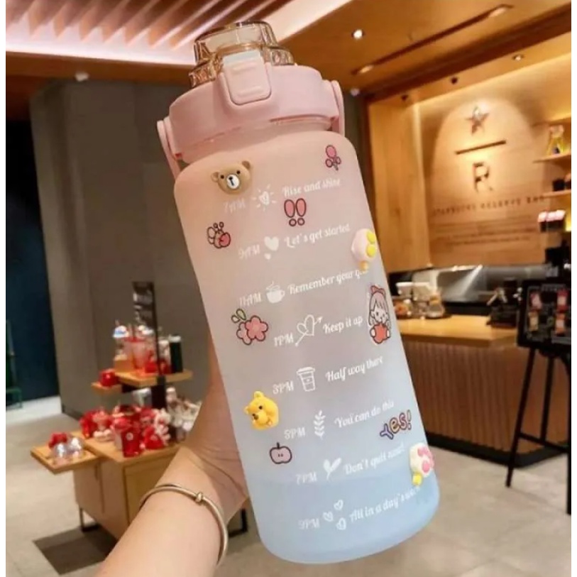 Botol viral 2 liter motif botol minum 2L botol minum jumbo botol minum pelangi botol ungu botol orange botol motivasi botol minum motivasi