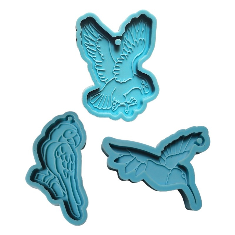 Glitter Birds Animal Keychain Epoxy Resin Mold Necklace Pendant DIY Craft Silicone Mould