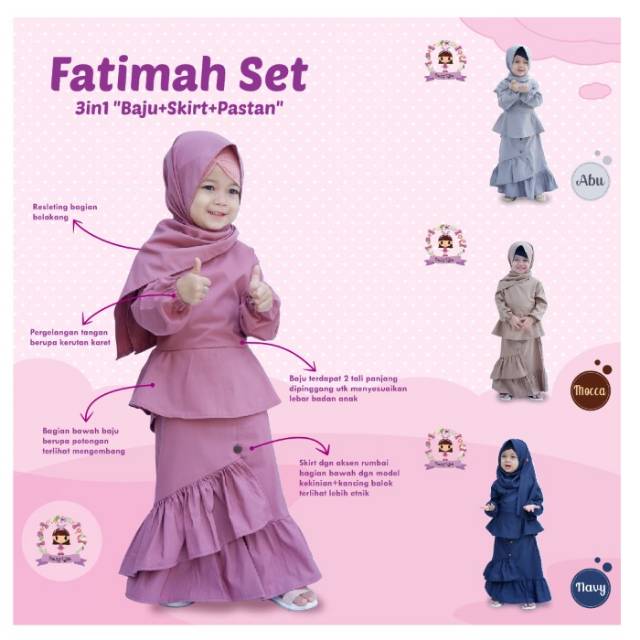 Fatimah set baju muslim anak dress gamis