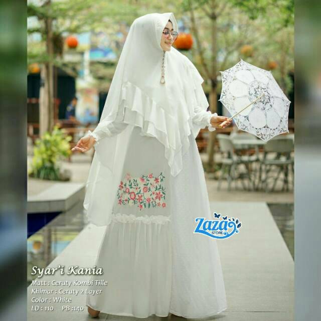 Gamis syari set khimar rempel gamis syari mewah HQ gamis syari bordir Syari Kania by Zaza