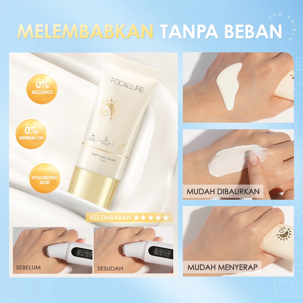 FOCALLURE SPF 50 PA+++ Sunscreen 30g Intensive Defense Sunscreen Gel Alcohol-free Tabir Surya FA-SC23