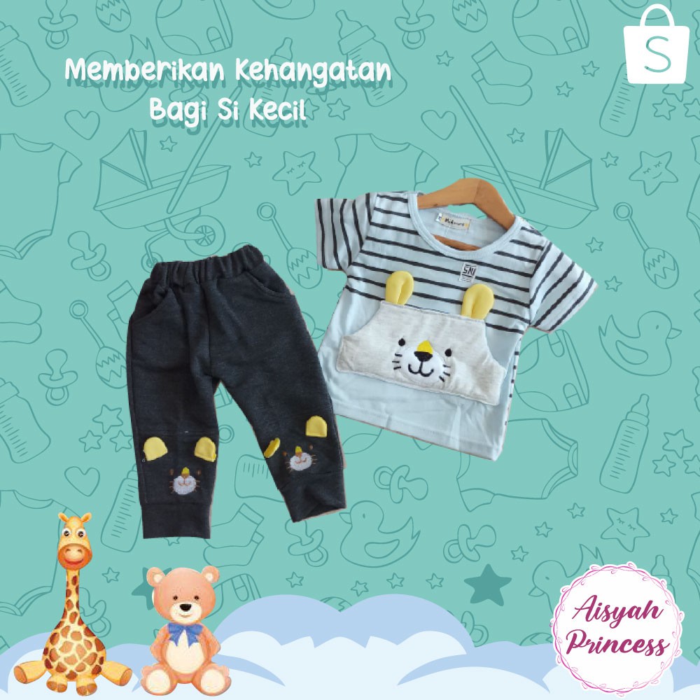 Baju Anak Perempuan / Setelan Anak Cewek Ajohher Mi Amore Beruang Pocket Temurah -By A4_fashionstore