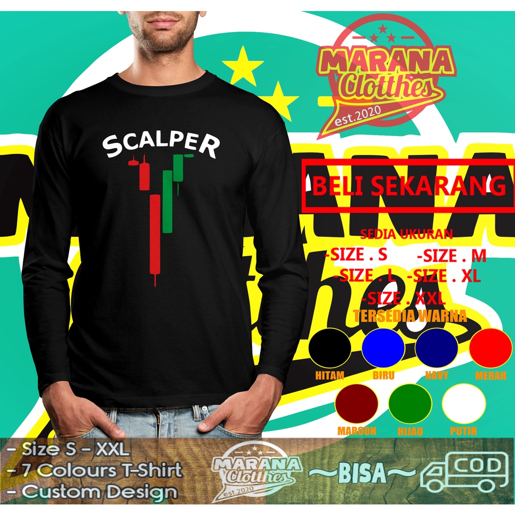 Kaos Trading Forex Trader Scalper lengan panjang Baju Distro
