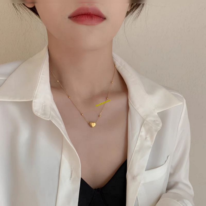 Kalung Wanita Korea Terlaris Model Love Gold Anti Karat selamanya Kalung Titanium Wanita Terbaru Liontin Love Gold