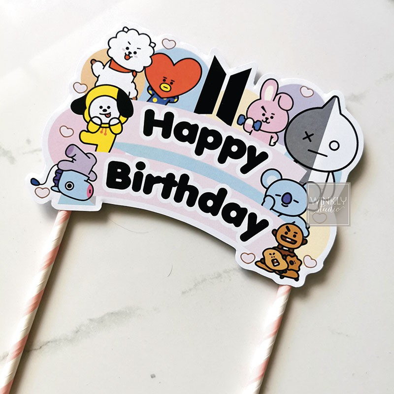 READY Big Cake Topper BTS Topper BT21 Kue Tart / Hiasan Kue Ulang Tahun Bangtanboys