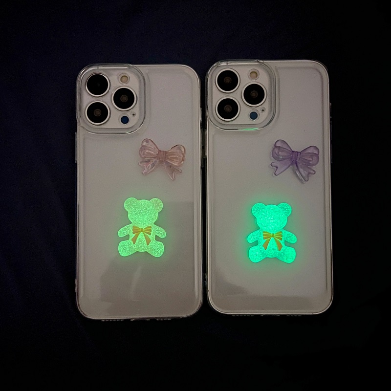 Casing iPhone 13 12 11 Pro MAX X XR XS MAX 7 8 Plus Transparan Motif Beruang Kecil