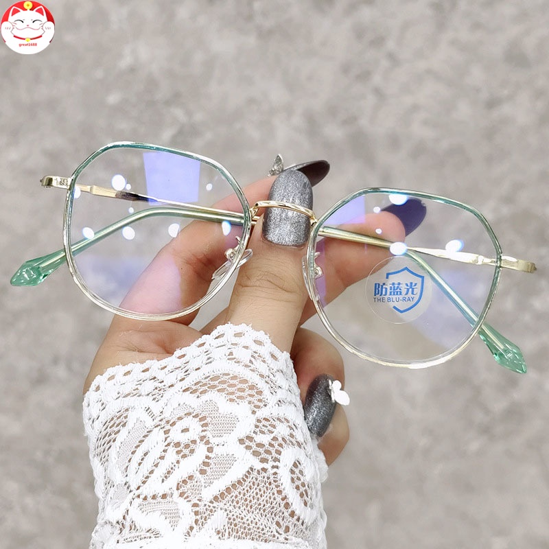 Kacamata Anti Blue Light Bingkai Logam Kacamata Lensa Rangka Transparan Retro Vintage Metal Frame Eyeglasses Kacamata Fashion