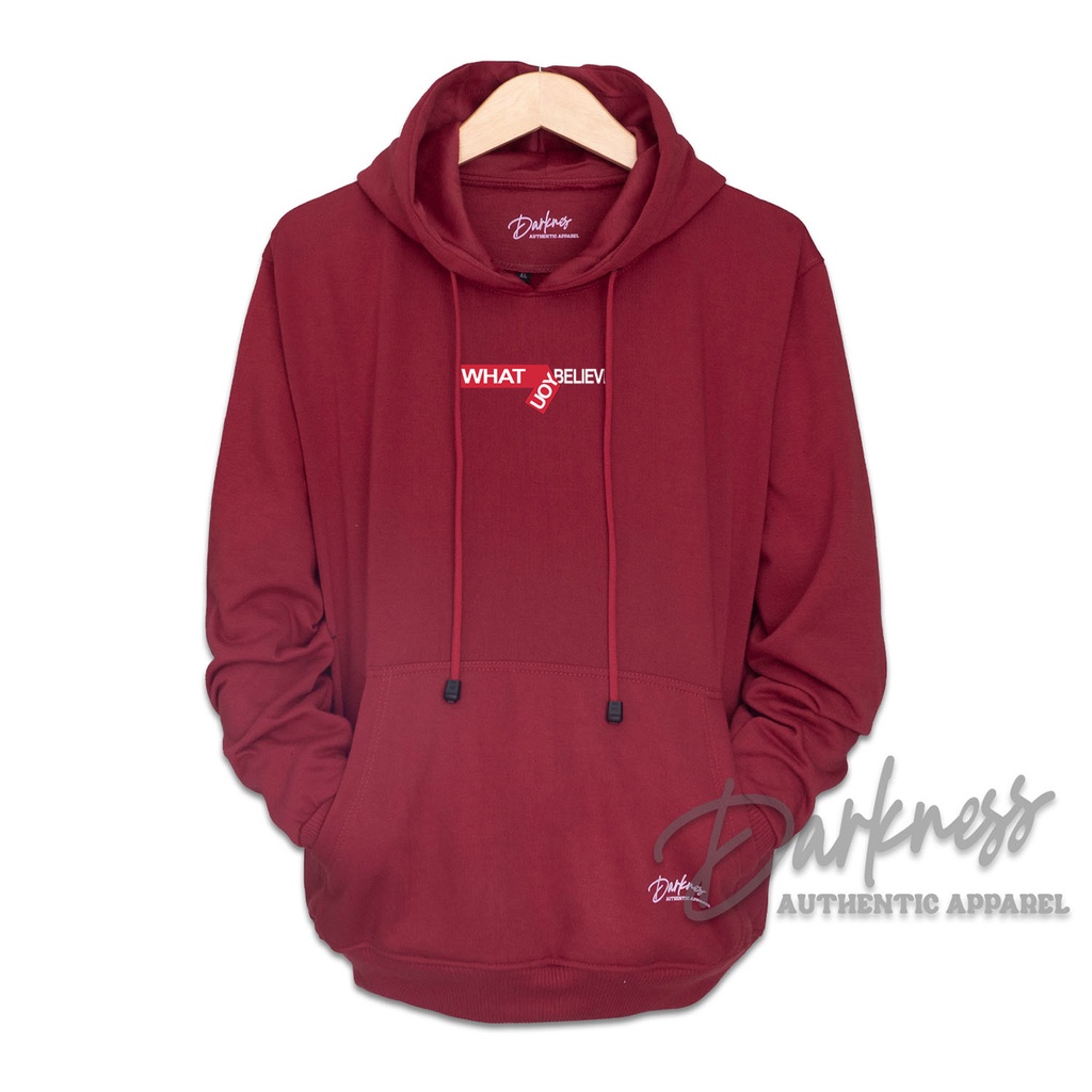 suiter pria hoodie terbaru 2021 keren gaya distro sweater cowok original brand khacios tebal warna merah whatbelieve style korean cod bayar ditempat