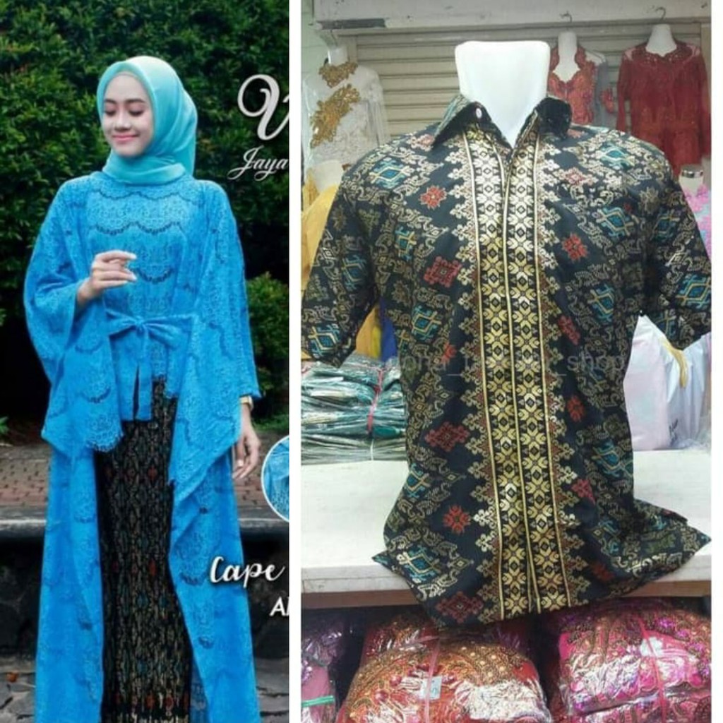 set kebaya cape savitri hem pendek couple kekinian